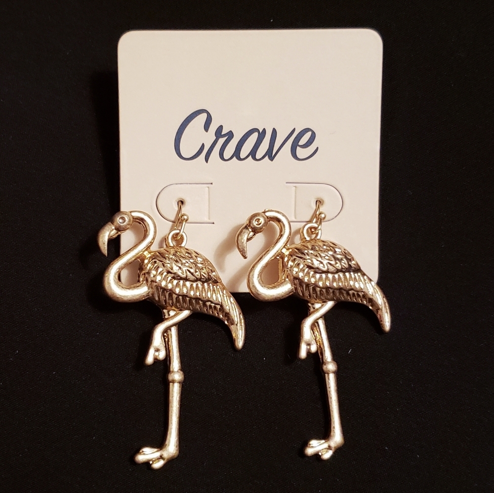 Gold Flamingo Earrings